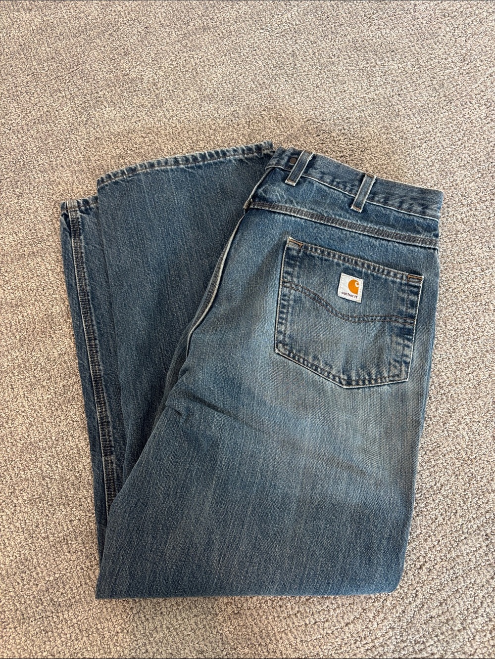 Carhartt Men’s Loose Fit Jeans in Medium Blue Denim